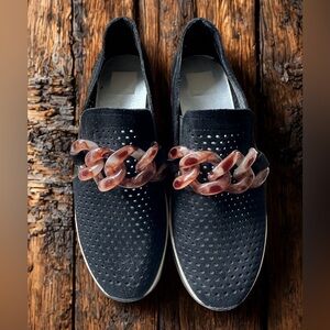 Dolce Vita Black Platform Shoes with Brown Chain Detail